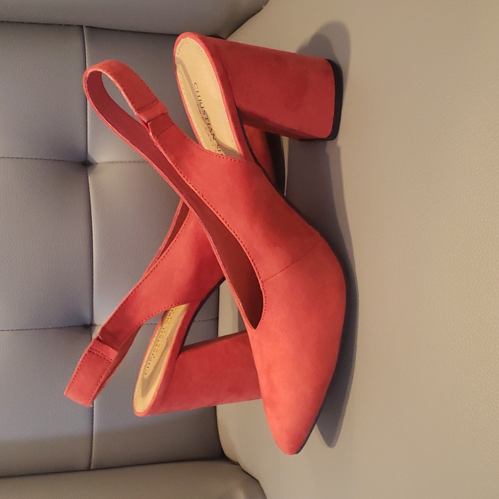 NWOT - Suede Slingback Shoes (red) - Picture 3 of 7